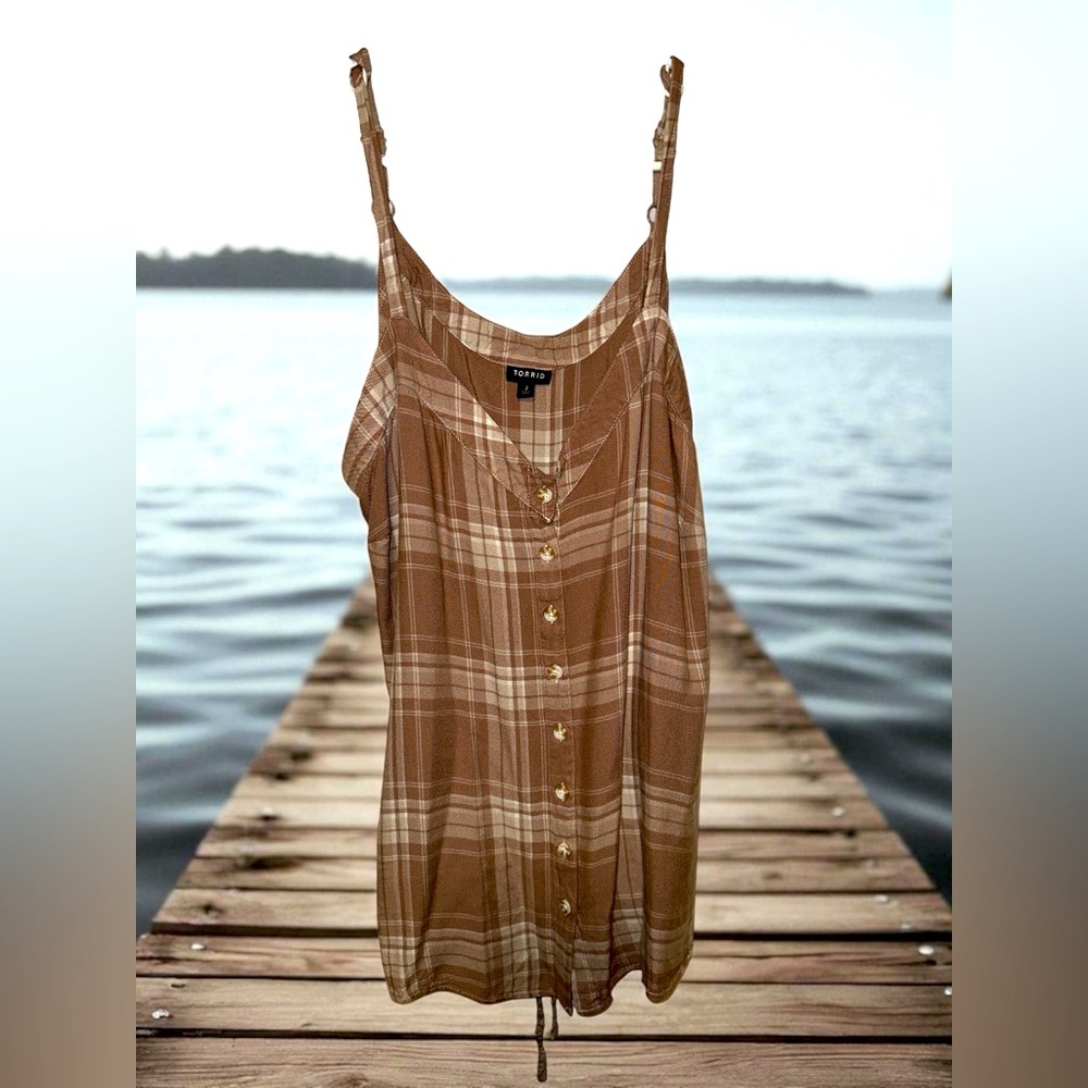 Torrid Brown Plaid‎ Camisole Top size 2